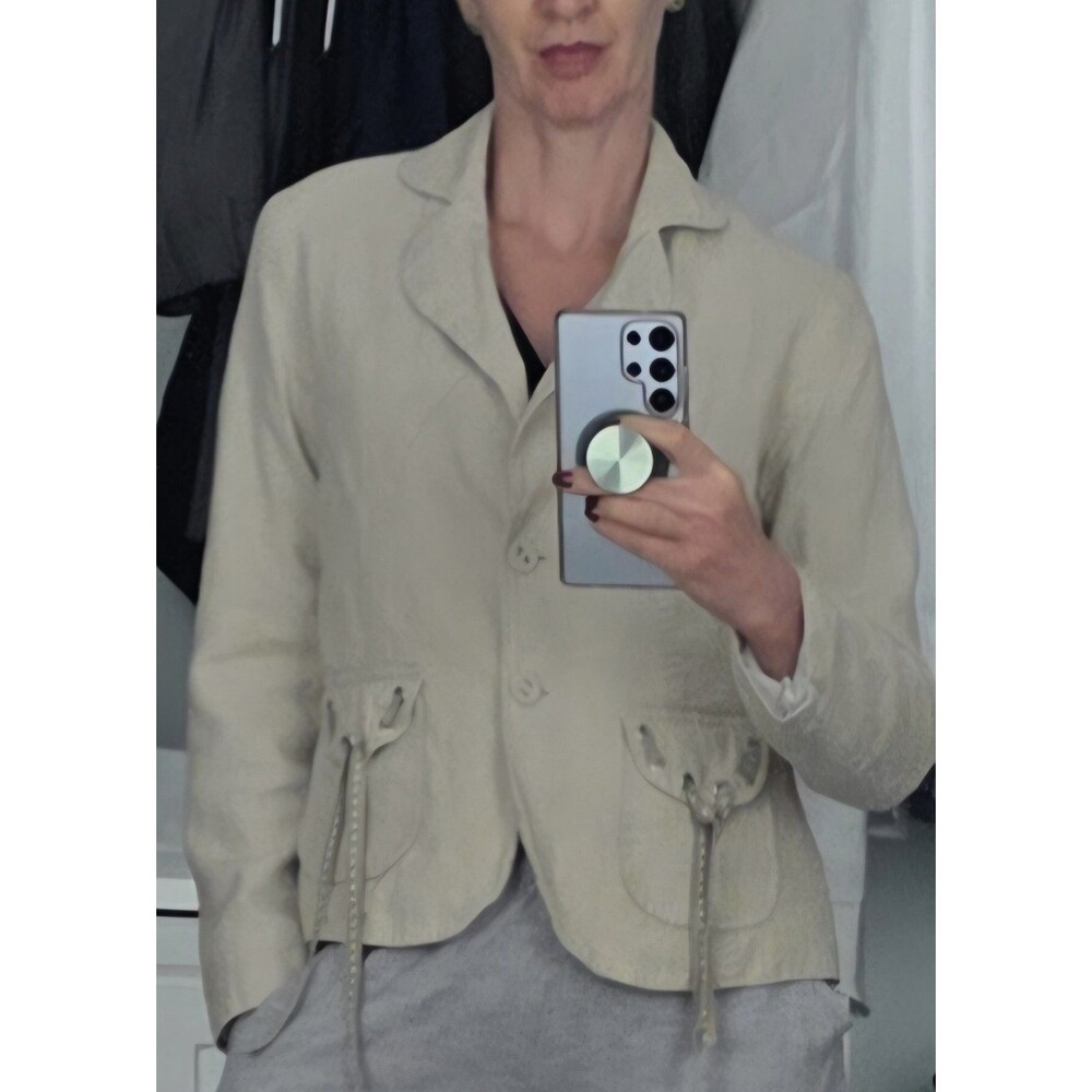 Coldwater Creek Women's Linen Blazer Jacket Light Beige, Size 8